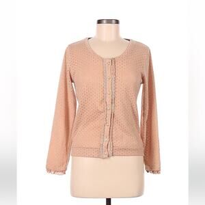 Axes Femme pearl button lace and crochet edged Lolita cardigan sweater, med